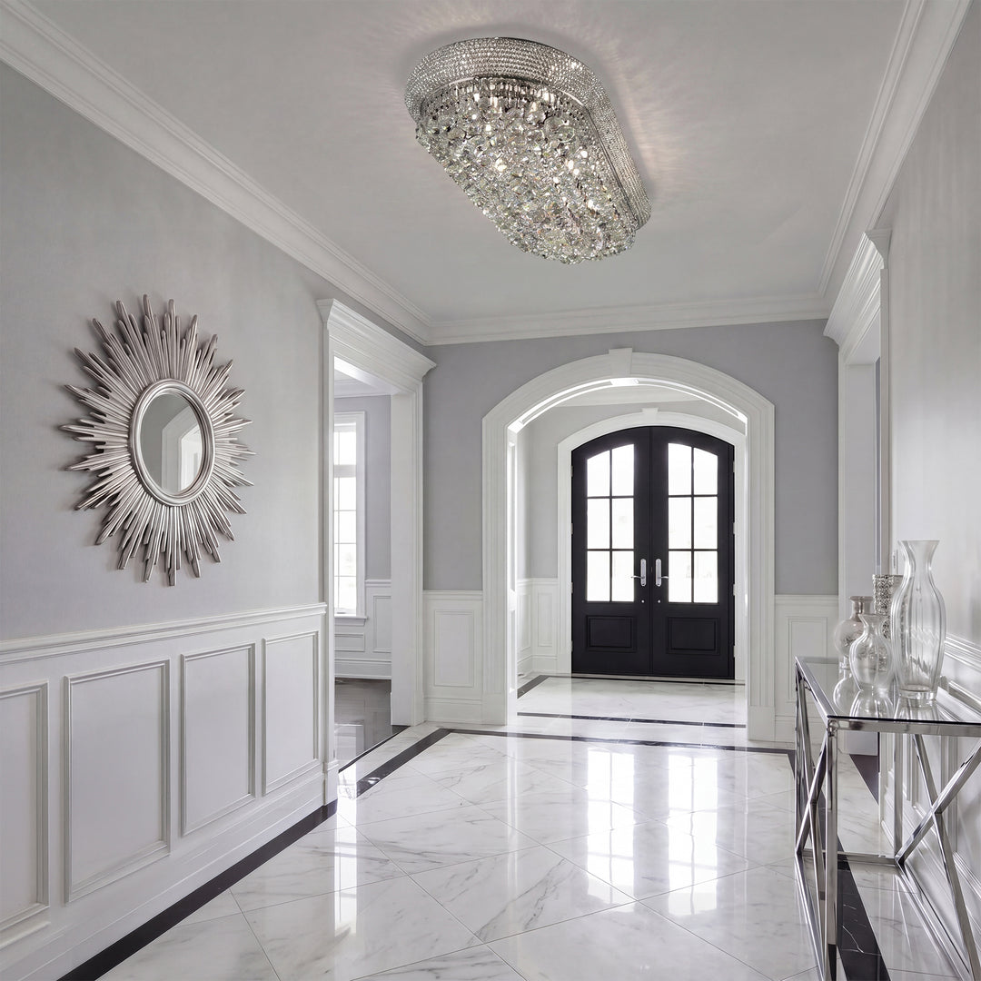 18 light Chrome Flush Mount Clear Royal Cut Crystal - View 2 - Joshua Marshal