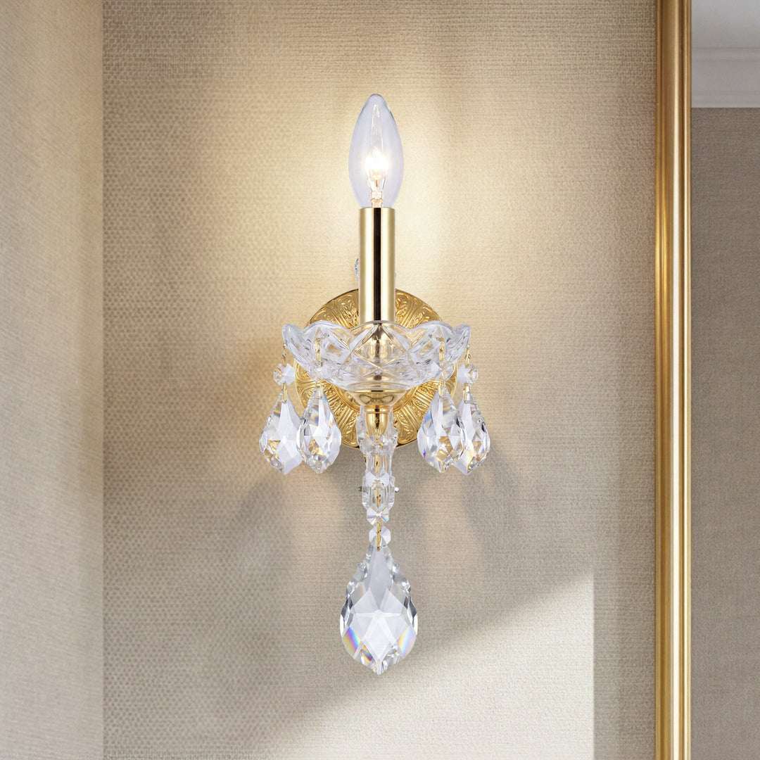 1 light Gold Wall Sconce Clear Royal Cut Crystal Gold Finish - LIGHTING by Joshua Marshal