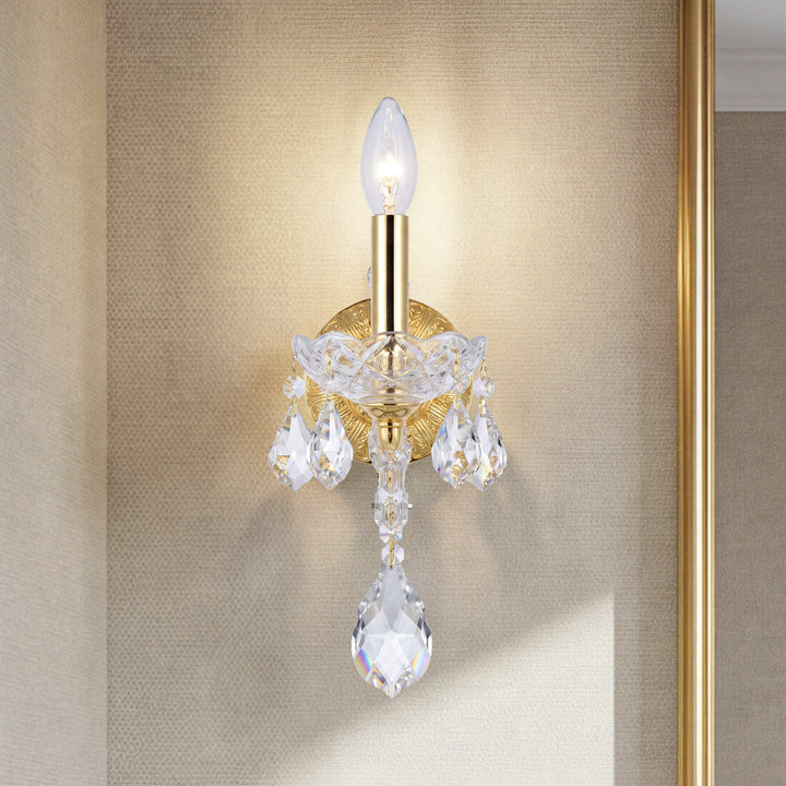 1 light Gold Wall Sconce Clear Royal Cut Crystal Gold Finish - LIGHTING by Joshua Marshal