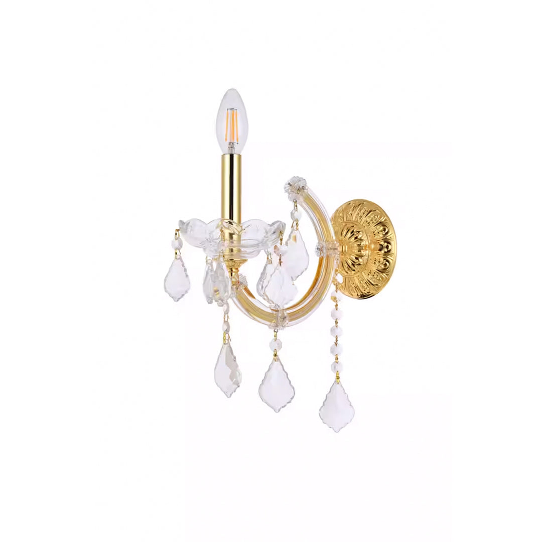 1 light Gold Wall Sconce Clear Royal Cut Crystal - View 3 - Joshua Marshal