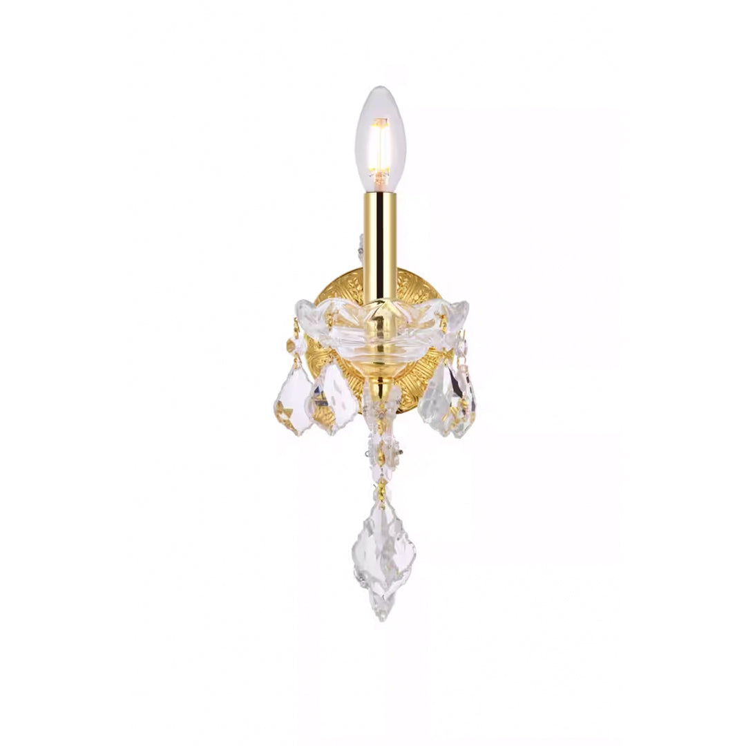 1 light Gold Wall Sconce Clear Royal Cut Crystal - View 4 - Joshua Marshal