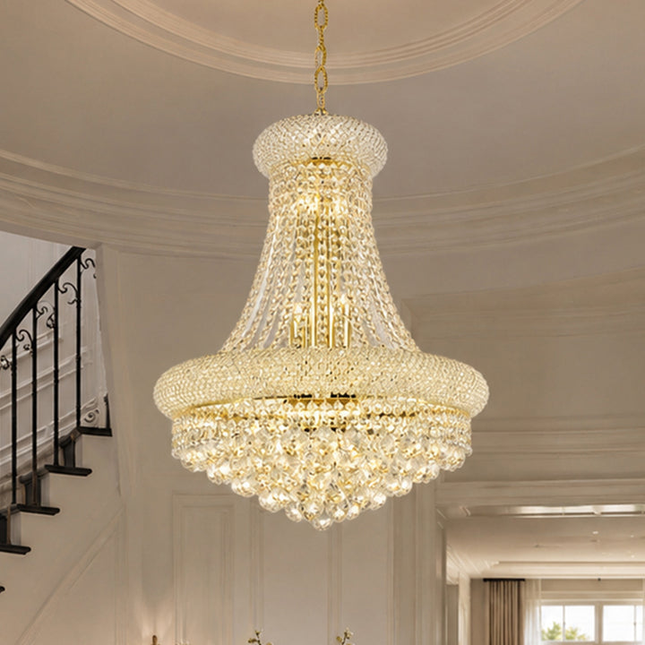 14 light Gold Chandelier Clear Royal Cut Crystal Gold Finish - LIGHTING by Joshua Marshal