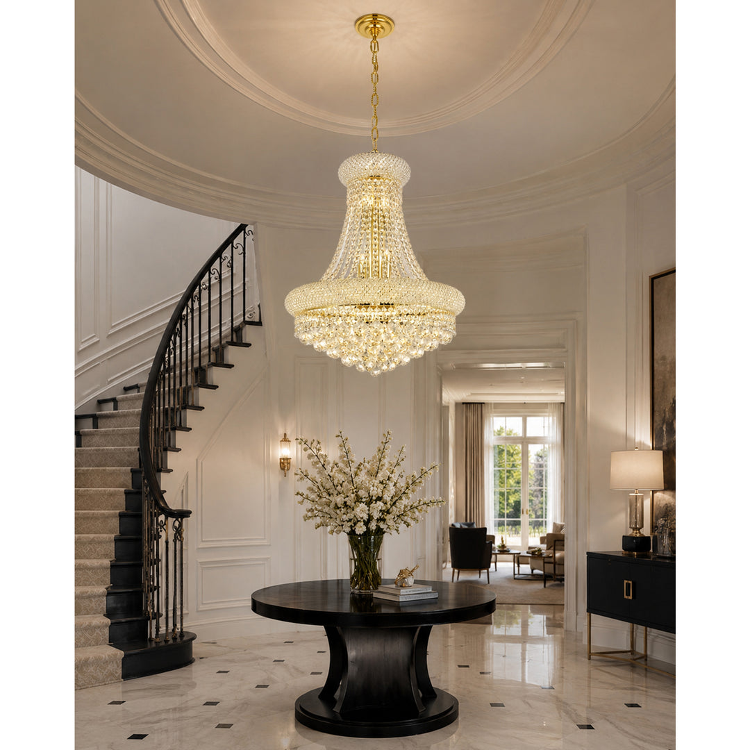14 light Gold Chandelier Clear Royal Cut Crystal - View 2 - Joshua Marshal