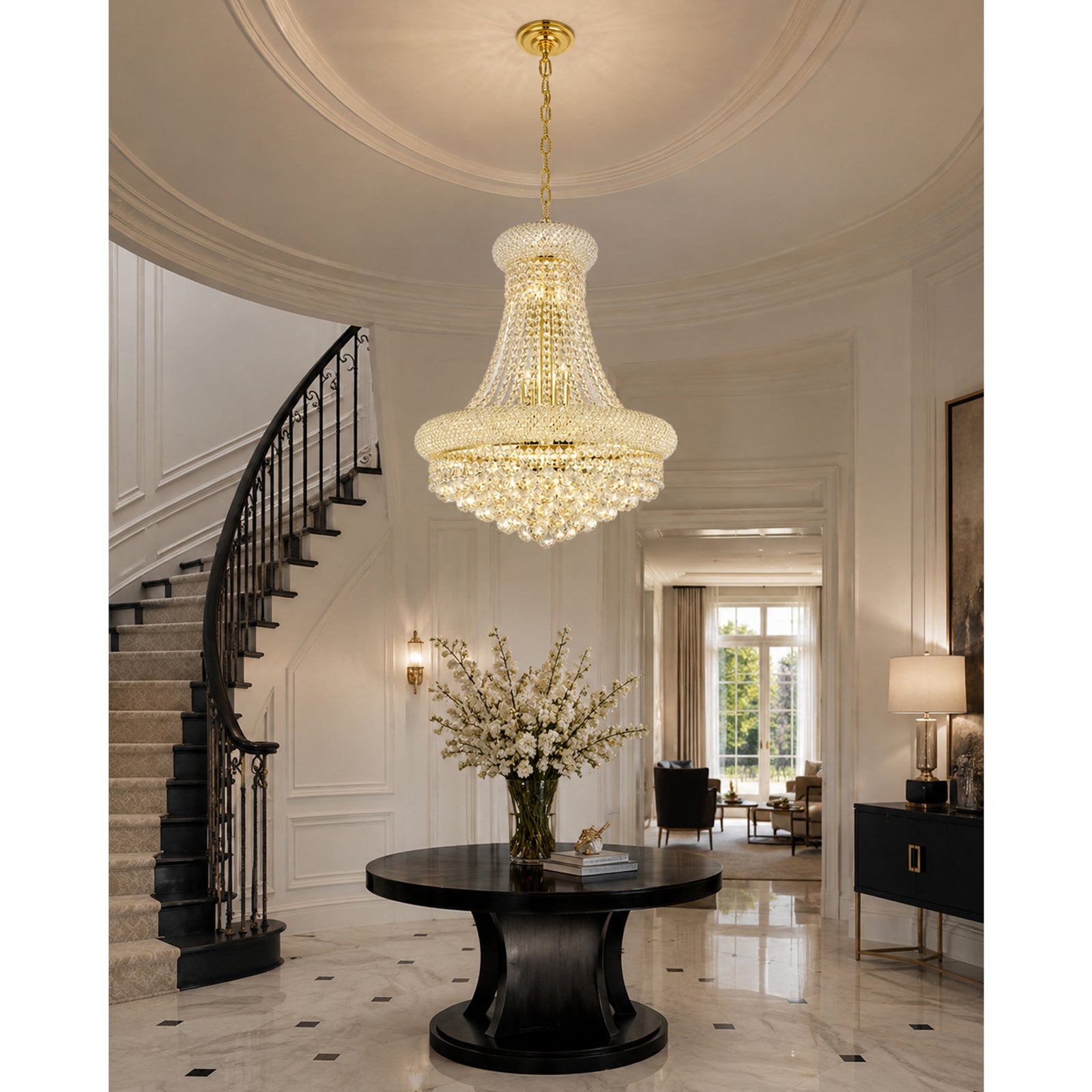 14 light Gold Chandelier Clear Royal Cut Crystal - View 2 - Joshua Marshal