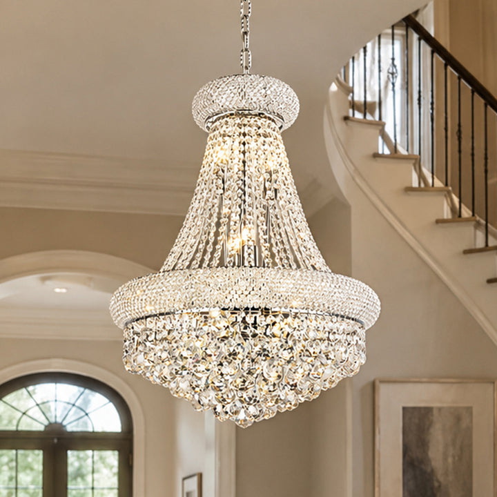 14 light Chrome Chandelier Clear Royal Cut Crystal Chrome Finish - LIGHTING by Joshua Marshal