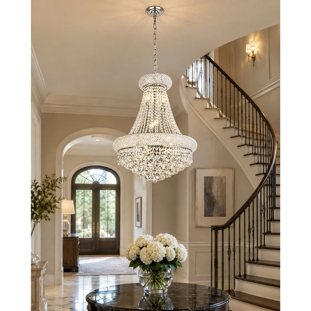 14 light Chrome Chandelier Clear Royal Cut Crystal - View 2 - Joshua Marshal