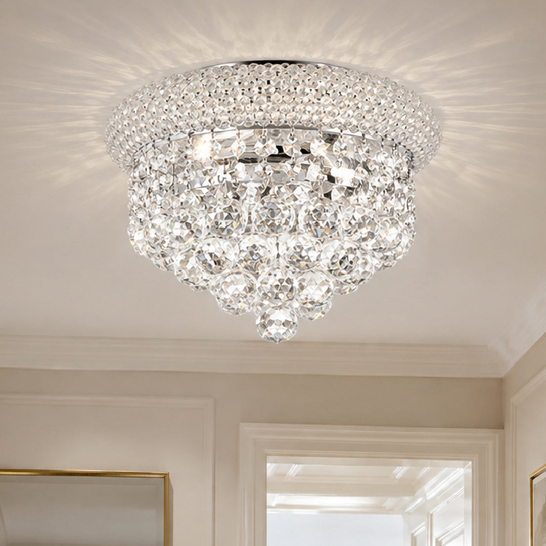 3 light Chrome Flush Mount Clear Royal Cut Crystal Chrome Finish - LIGHTING by Joshua Marshal