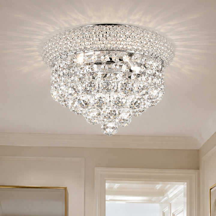 3 light Chrome Flush Mount Clear Royal Cut Crystal Chrome Finish - LIGHTING by Joshua Marshal