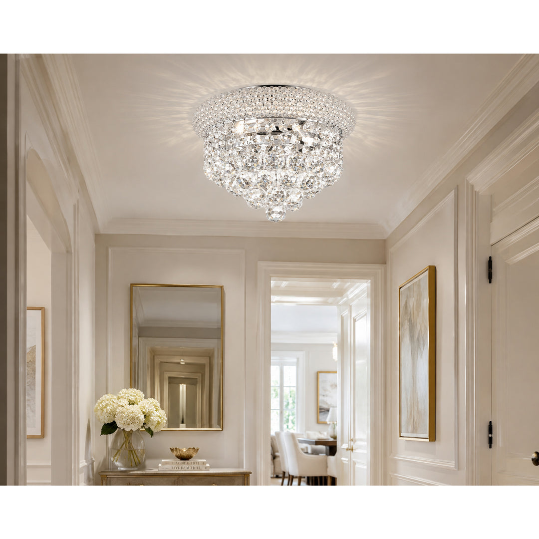 3 light Chrome Flush Mount Clear Royal Cut Crystal - View 2 - Joshua Marshal