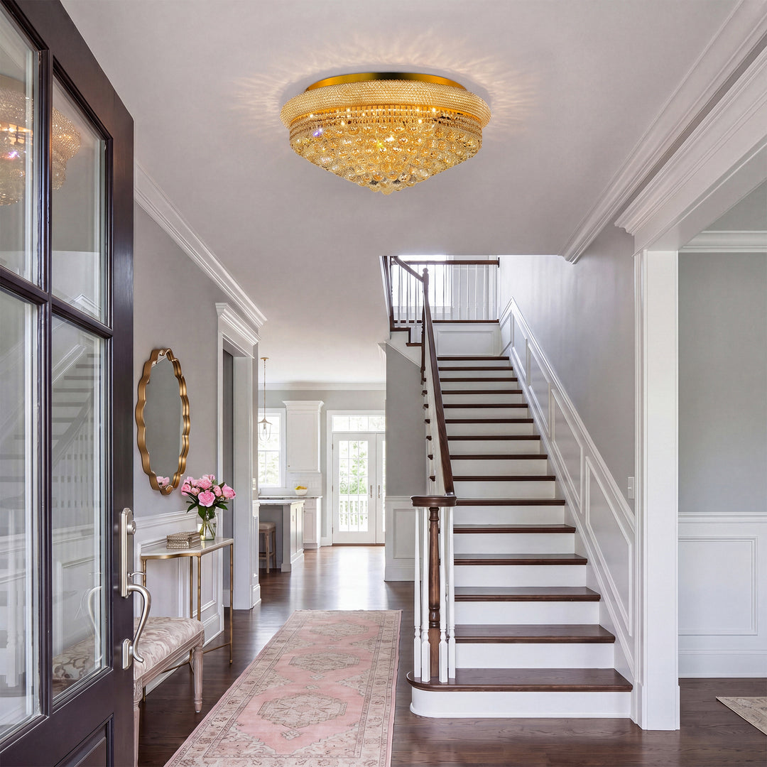 15 light Gold Flush Mount Clear Royal Cut Crystal - View 2 - Joshua Marshal