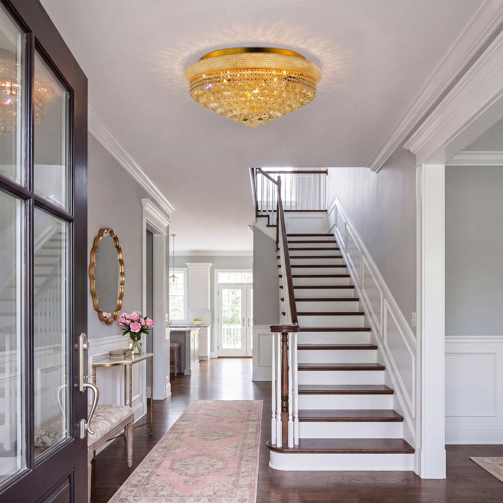 15 light Gold Flush Mount Clear Royal Cut Crystal - View 2 - Joshua Marshal