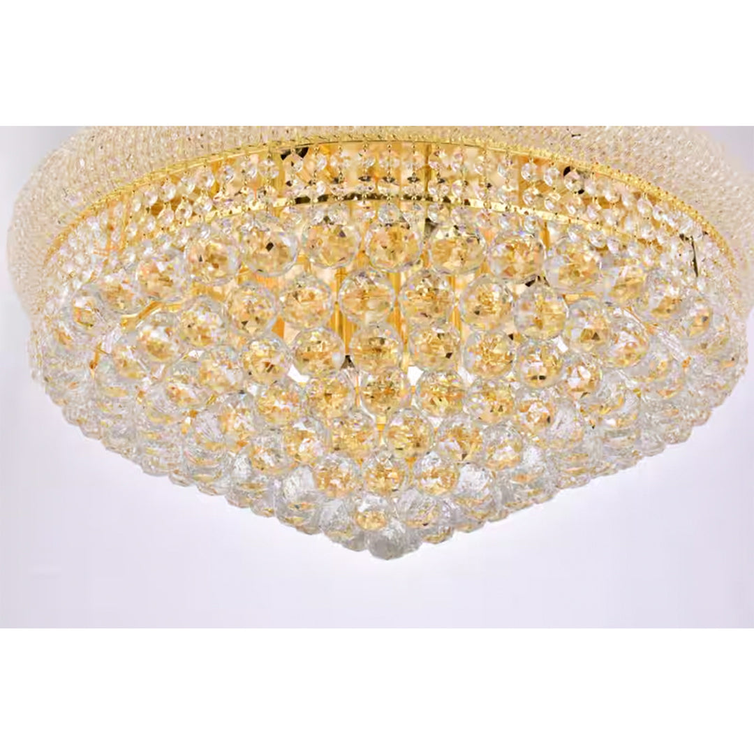 15 light Gold Flush Mount Clear Royal Cut Crystal - View 6 - Joshua Marshal