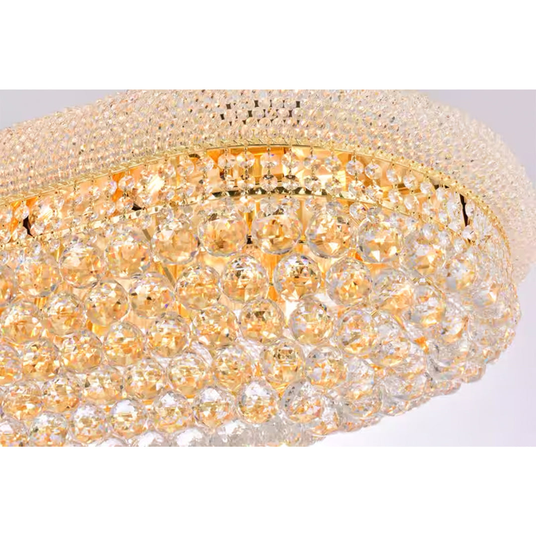 18 light Gold Flush Mount Clear Royal Cut Crystal - View 5 - Joshua Marshal