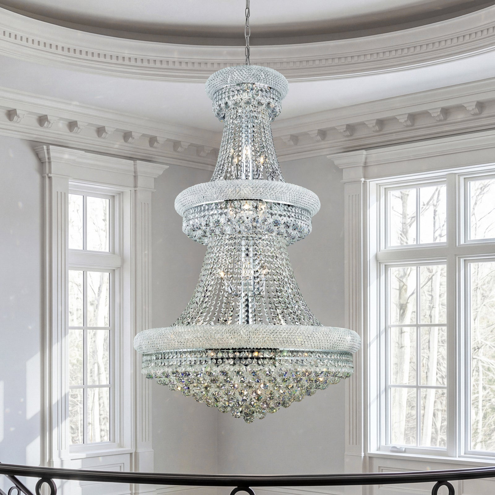 32 light Chrome Chandelier Clear Royal Cut Crystal Chrome Finish - LIGHTING by Joshua Marshal