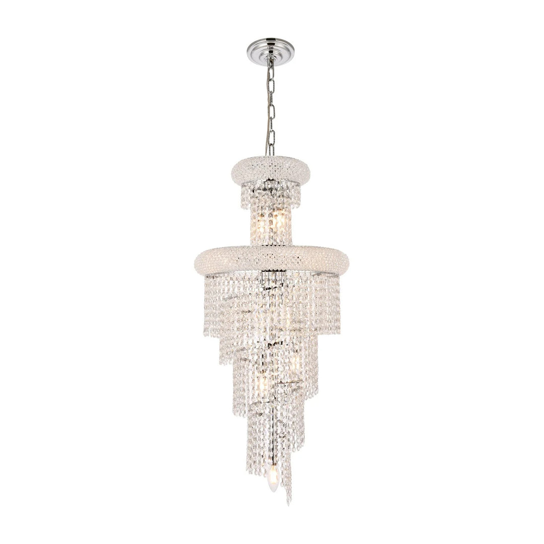 10 light Chrome Pendant Clear Royal Cut Crystal - View 3 - Joshua Marshal