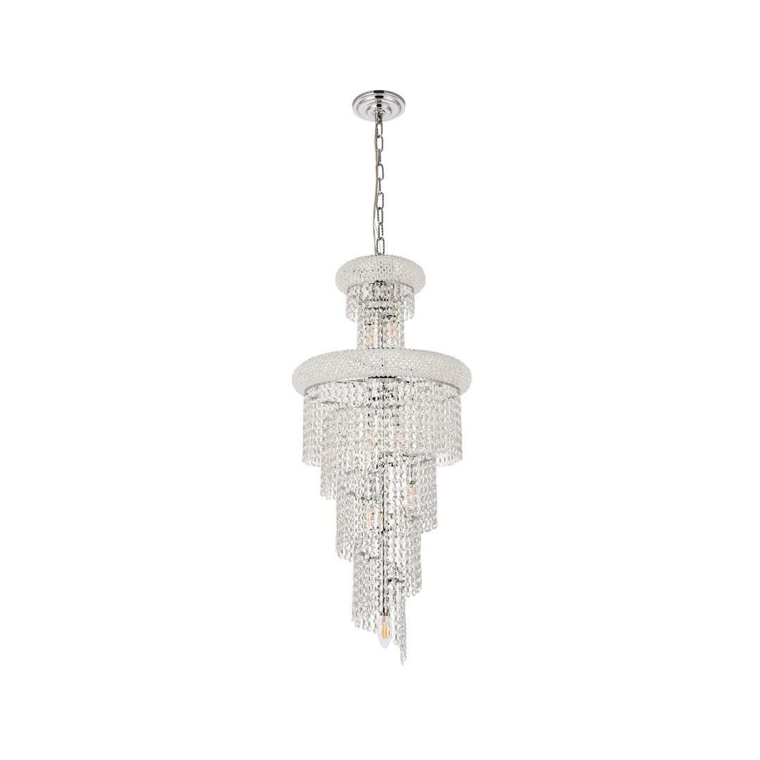 10 light Chrome Pendant Clear Royal Cut Crystal - View 4 - Joshua Marshal