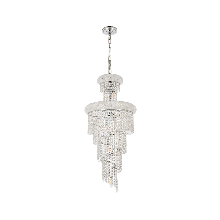 10 light Chrome Pendant Clear Royal Cut Crystal - View 4 - Joshua Marshal