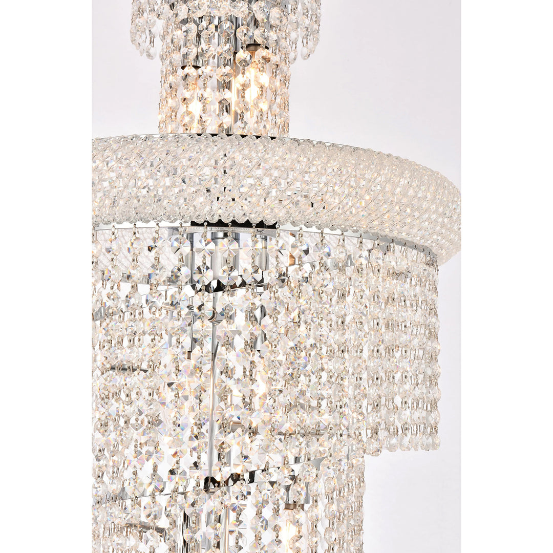 10 light Chrome Pendant Clear Royal Cut Crystal - View 5 - Joshua Marshal