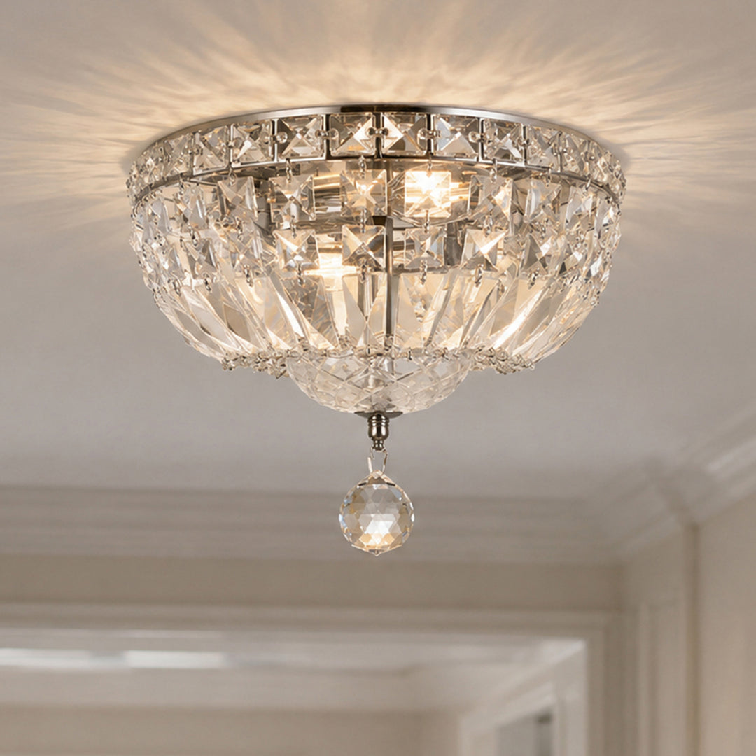 4 light Chrome Flush Mount Clear Royal Cut Crystal Chrome Finish - LIGHTING by Joshua Marshal