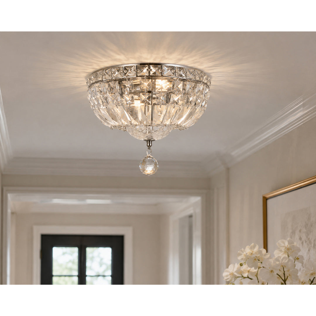 4 light Chrome Flush Mount Clear Royal Cut Crystal - View 2 - Joshua Marshal