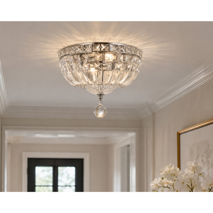 4 light Chrome Flush Mount Clear Royal Cut Crystal - View 2 - Joshua Marshal