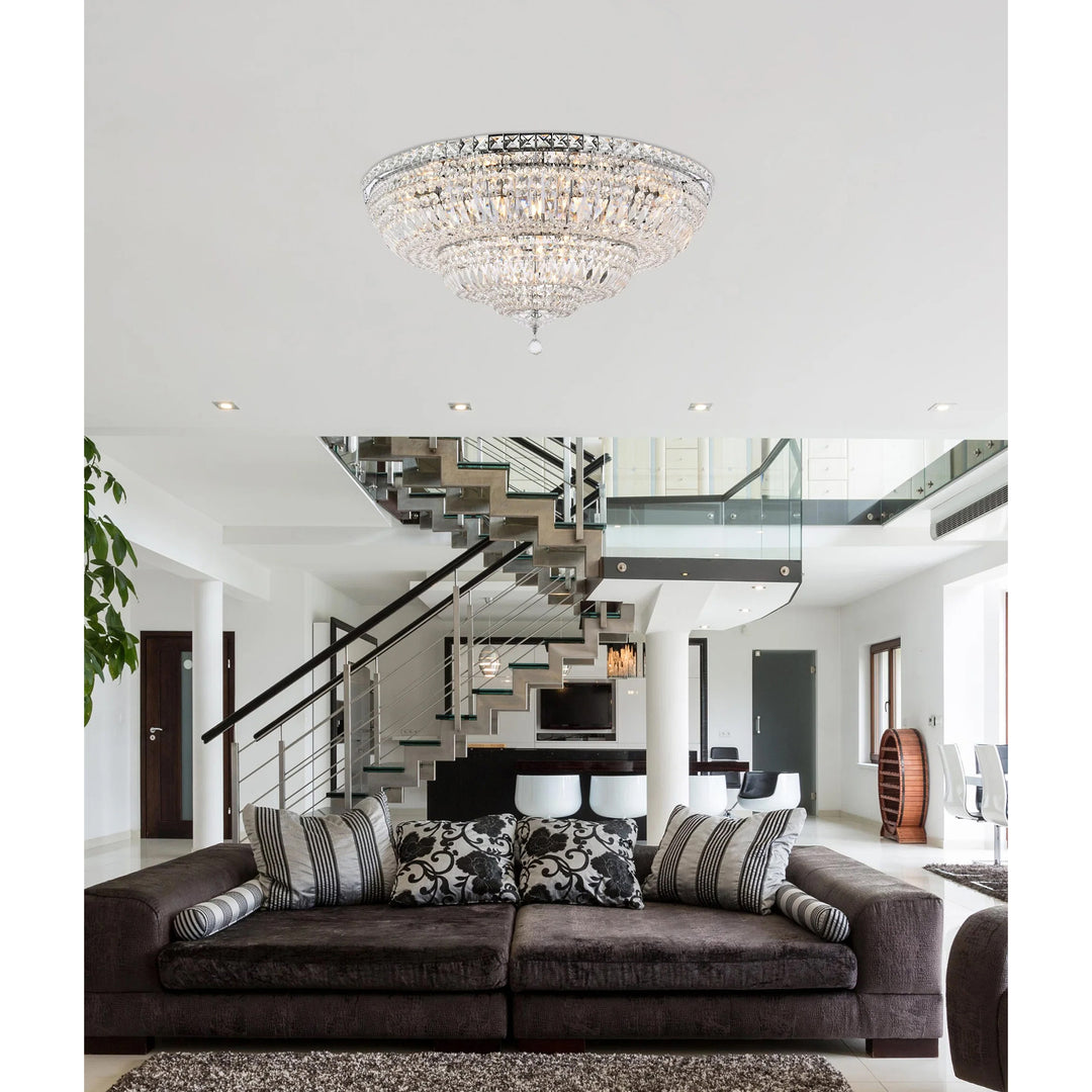21 light Chrome Flush Mount Clear Royal Cut Crystal - View 2 - Joshua Marshal