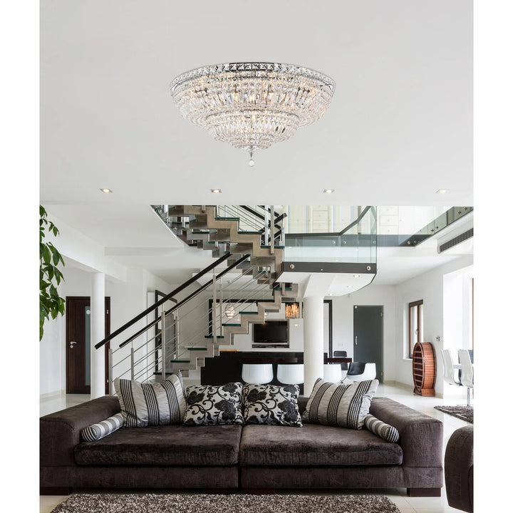 21 light Chrome Flush Mount Clear Royal Cut Crystal - View 2 - Joshua Marshal