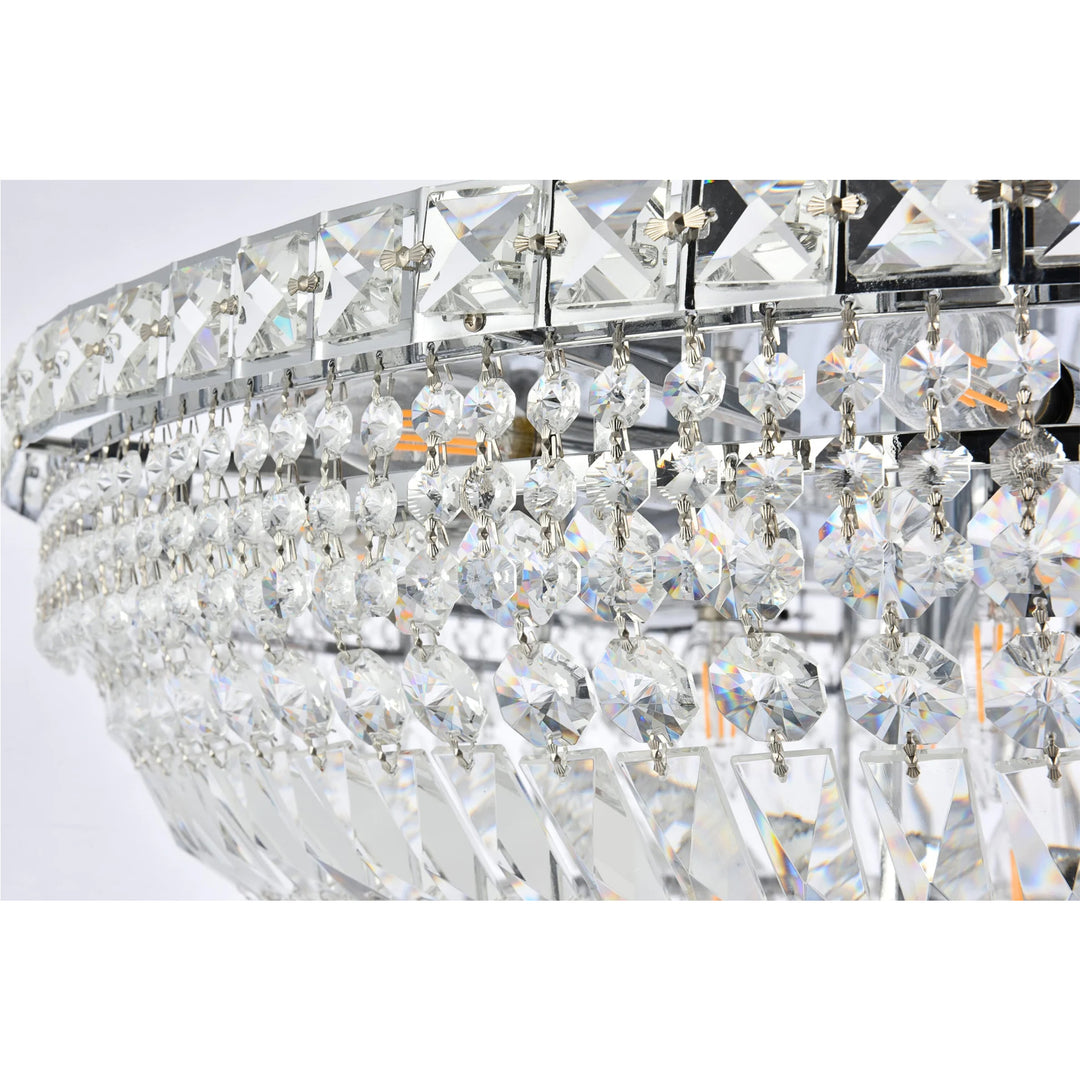 21 light Chrome Flush Mount Clear Royal Cut Crystal - View 5 - Joshua Marshal
