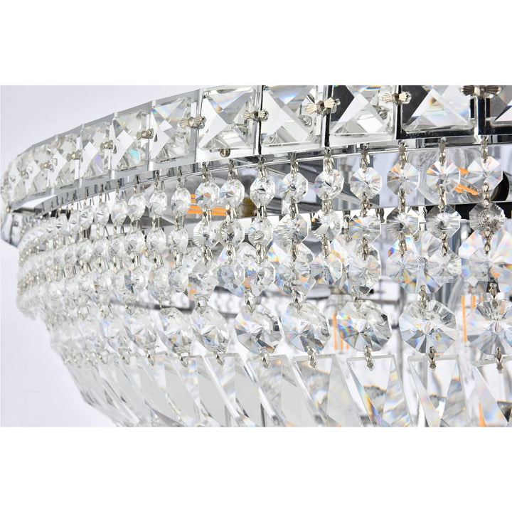 21 light Chrome Flush Mount Clear Royal Cut Crystal - View 5 - Joshua Marshal