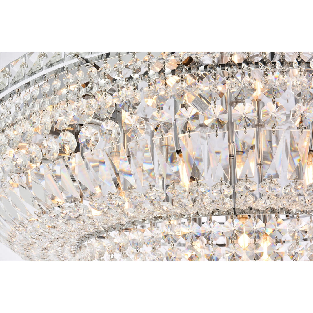 21 light Chrome Flush Mount Clear Royal Cut Crystal - View 6 - Joshua Marshal
