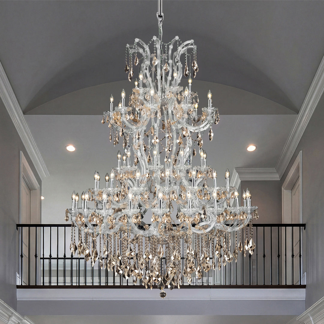 61 light Chrome Chandelier Golden Teak (Smoky) Royal Cut Crystal Chrome Finish - LIGHTING by Joshua Marshal