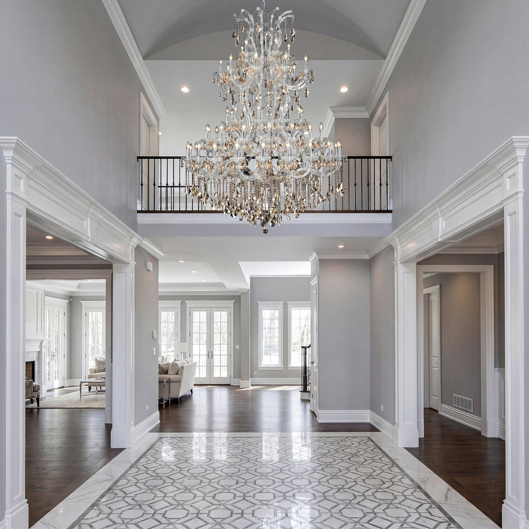 61 light Chrome Chandelier Golden Teak (Smoky) Royal Cut Crystal - View 2 - Joshua Marshal