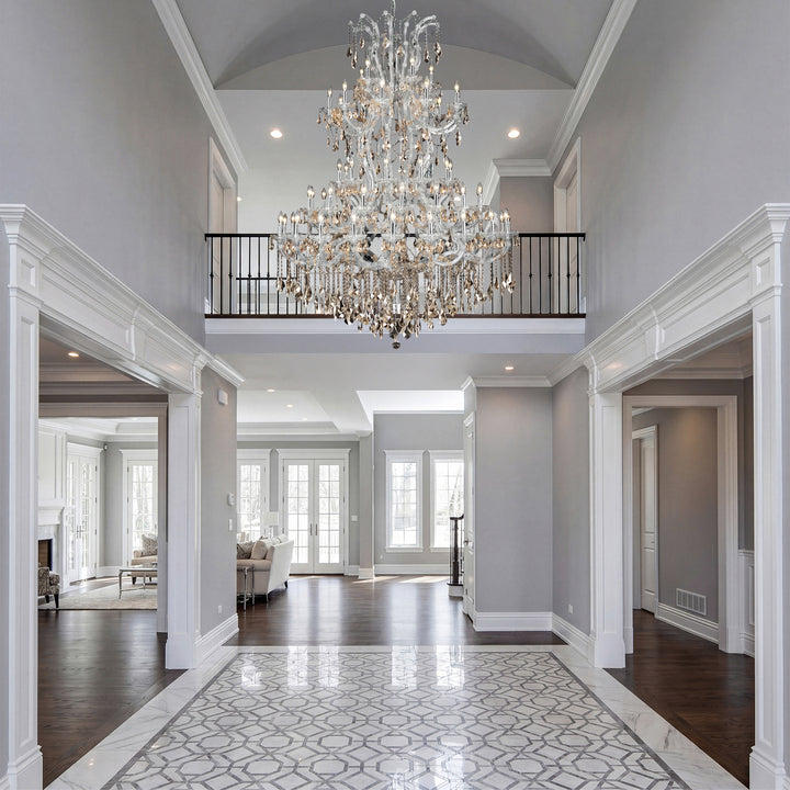 61 light Chrome Chandelier Golden Teak (Smoky) Royal Cut Crystal - View 2 - Joshua Marshal