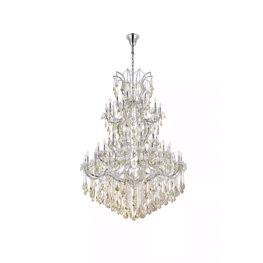 61 light Chrome Chandelier Golden Teak (Smoky) Royal Cut Crystal - View 3 - Joshua Marshal