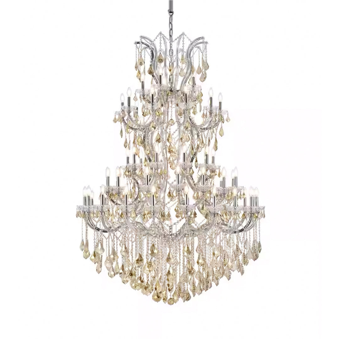 61 light Chrome Chandelier Golden Teak (Smoky) Royal Cut Crystal - View 4 - Joshua Marshal