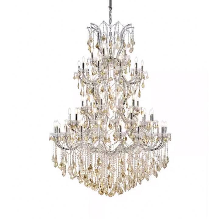 61 light Chrome Chandelier Golden Teak (Smoky) Royal Cut Crystal - View 4 - Joshua Marshal