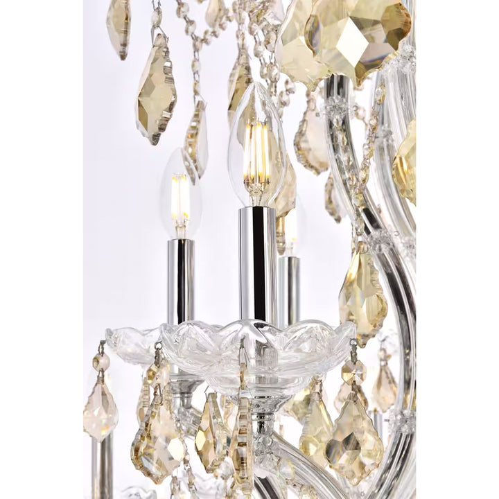 61 light Chrome Chandelier Golden Teak (Smoky) Royal Cut Crystal - View 5 - Joshua Marshal