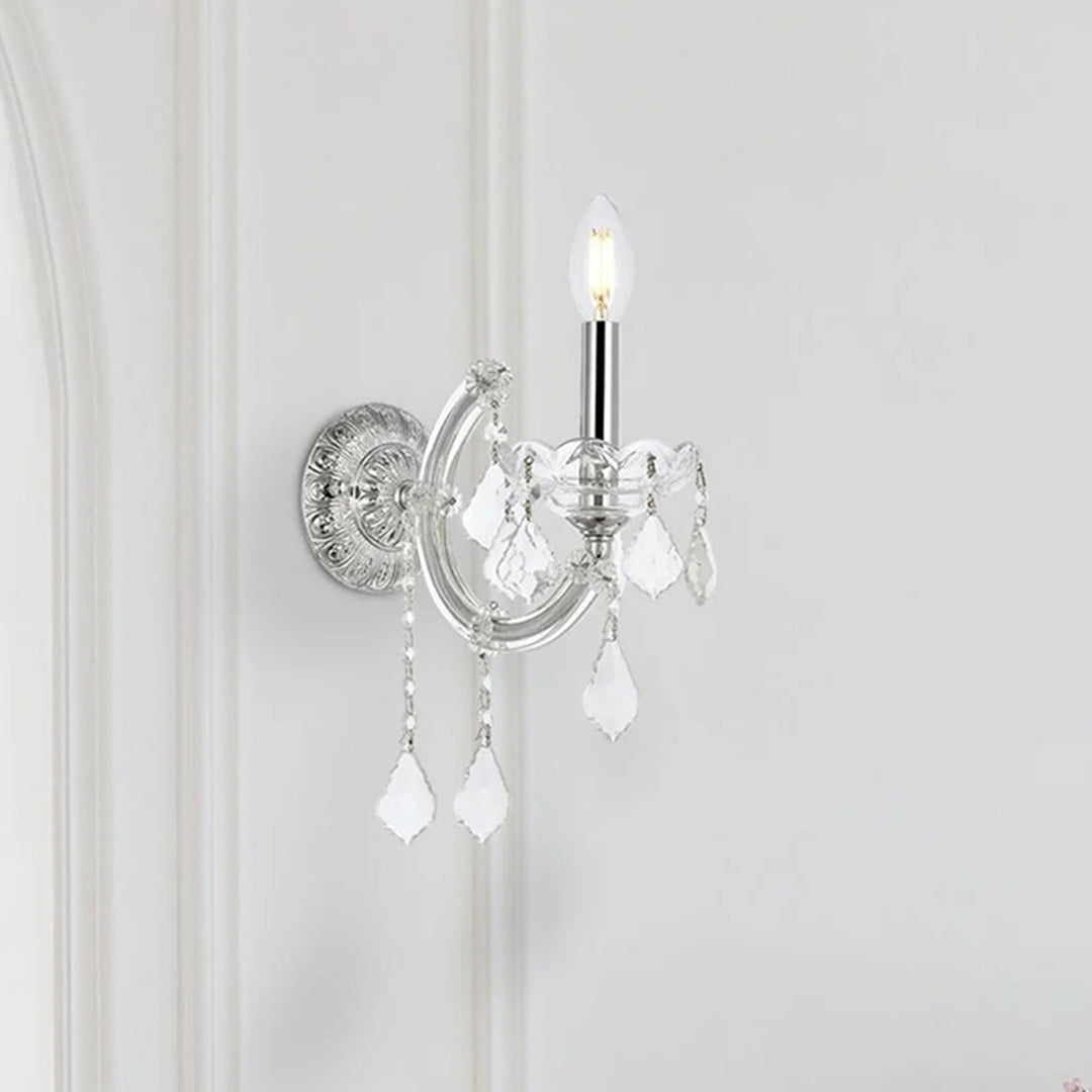 1 light Chrome Wall Sconce Clear Royal Cut Crystal Chrome Finish - LIGHTING by Joshua Marshal
