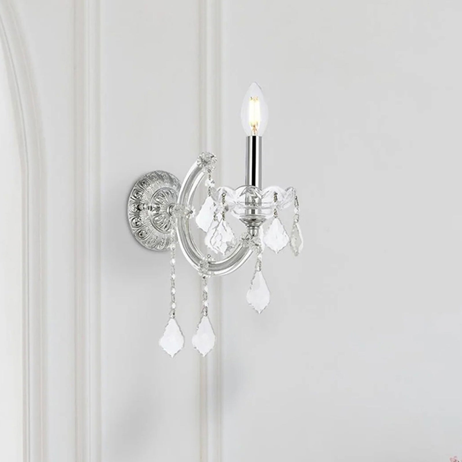 1 light Chrome Wall Sconce Clear Royal Cut Crystal Chrome Finish - LIGHTING by Joshua Marshal