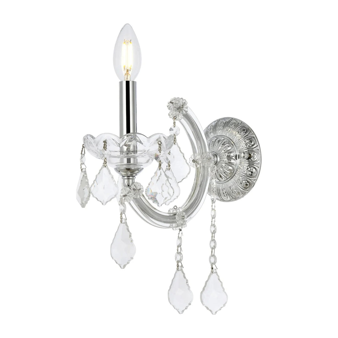 1 light Chrome Wall Sconce Clear Royal Cut Crystal - View 3 - Joshua Marshal