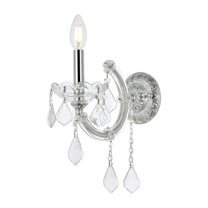 1 light Chrome Wall Sconce Clear Royal Cut Crystal - View 3 - Joshua Marshal