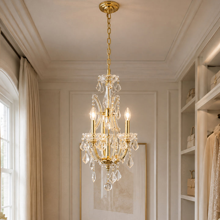 4 light Gold Pendant Clear Royal Cut Crystal Gold Finish - LIGHTING by Joshua Marshal