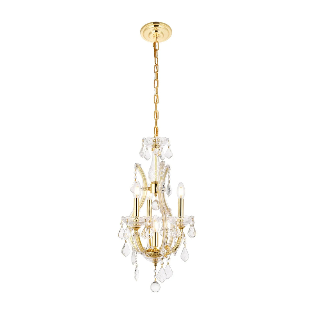 4 light Gold Pendant Clear Royal Cut Crystal - View 3 - Joshua Marshal