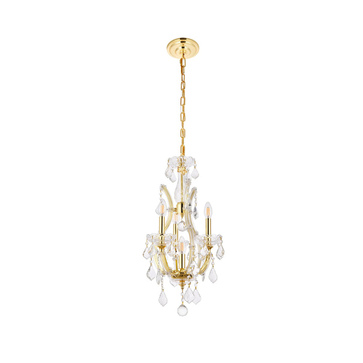 4 light Gold Pendant Clear Royal Cut Crystal - View 4 - Joshua Marshal
