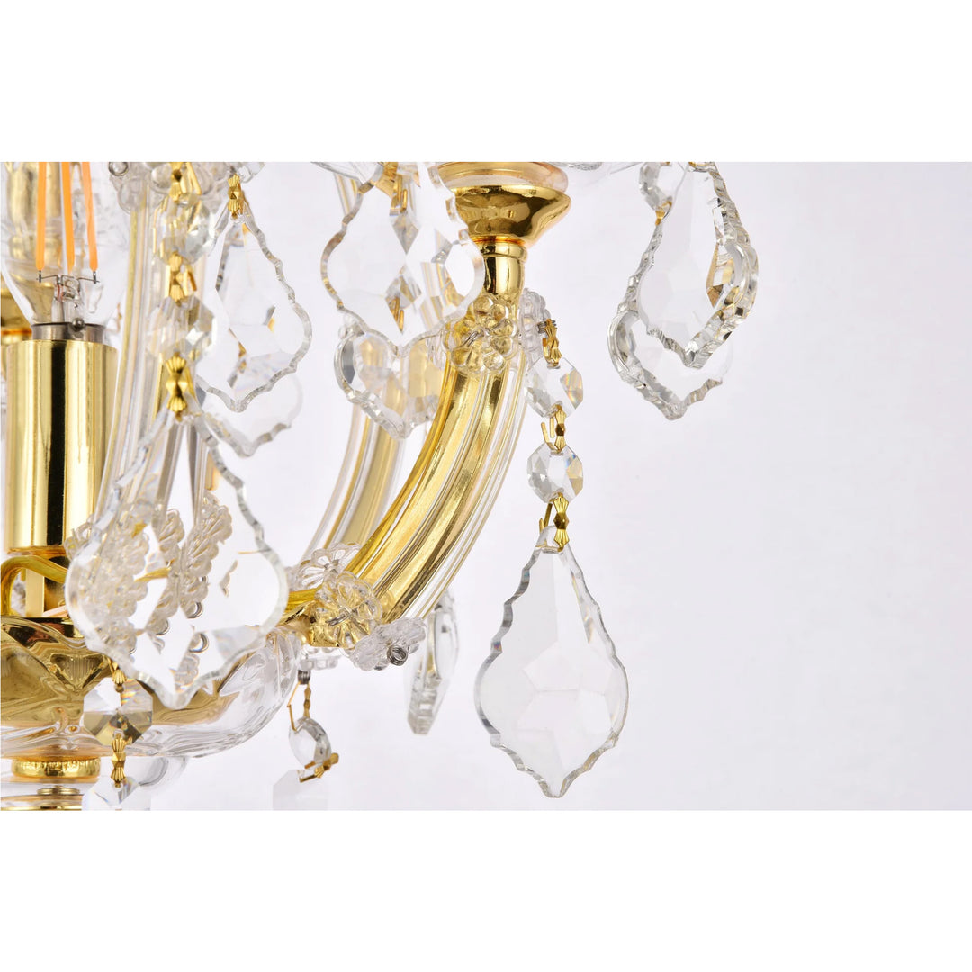 4 light Gold Pendant Clear Royal Cut Crystal - View 6 - Joshua Marshal