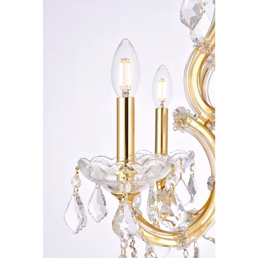 6 light Gold Pendant Clear Royal Cut Crystal - View 5 - Joshua Marshal