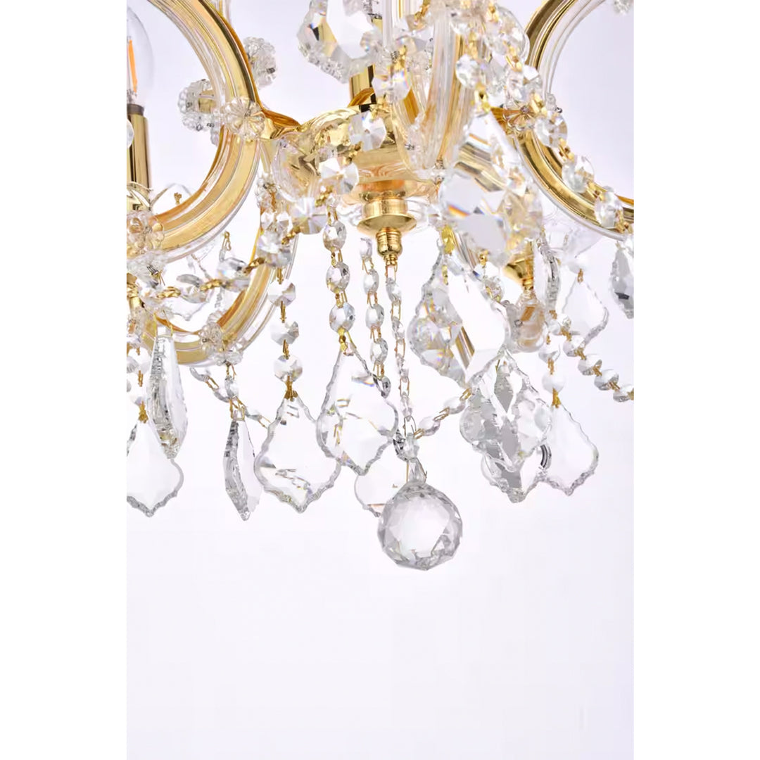 6 light Gold Pendant Clear Royal Cut Crystal - View 6 - Joshua Marshal