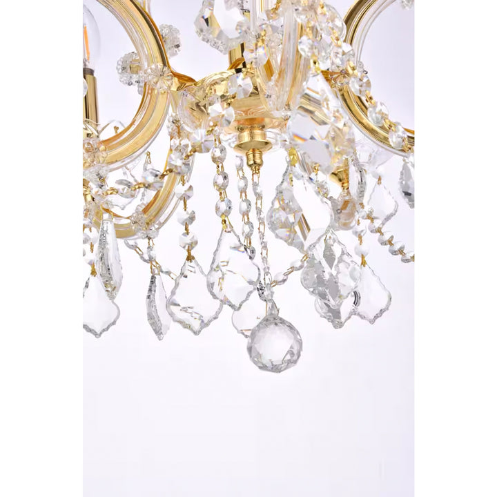 6 light Gold Pendant Clear Royal Cut Crystal - View 6 - Joshua Marshal