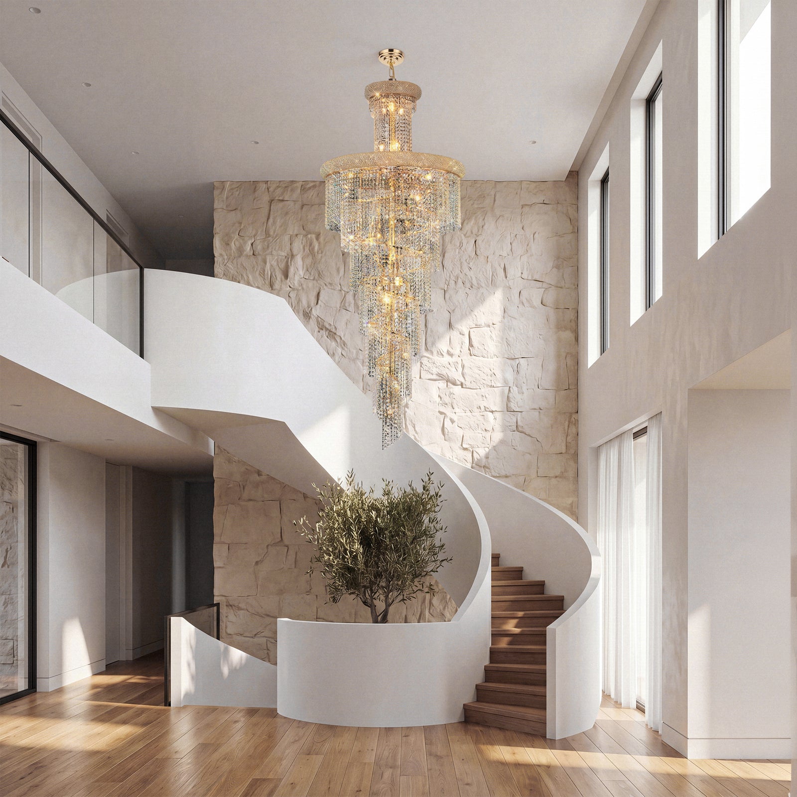 28 light Gold Chandelier Clear Royal Cut Crystal - View 2 - Joshua Marshal