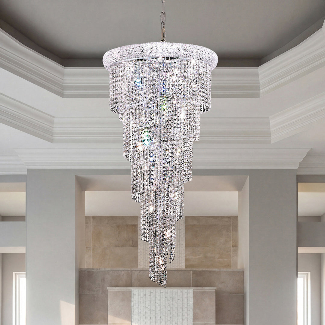18 light Chrome Chandelier Clear Royal Cut Crystal Chrome Finish - LIGHTING by Joshua Marshal